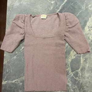 NATION LTD Smocked Puff Sleeve Top – Blush Pink – XS – Pima Cotton